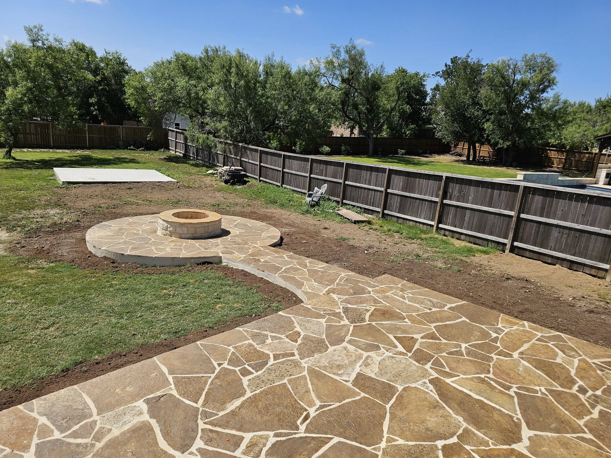 Stone path to fire pit
